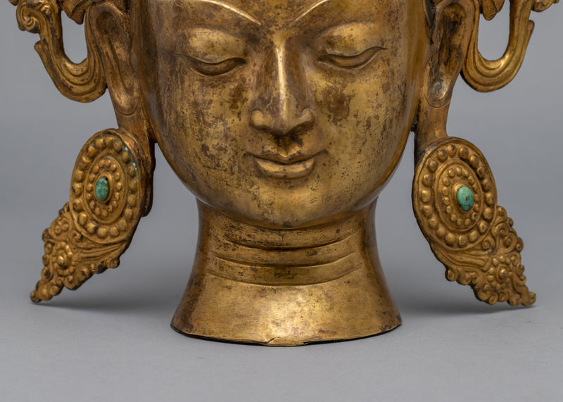 Large Buddha Head  | 24K Gold Plating with Antique Finishing