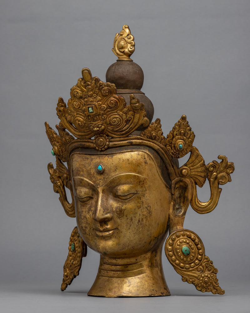 Large Buddha Head  | 24K Gold Plating with Antique Finishing