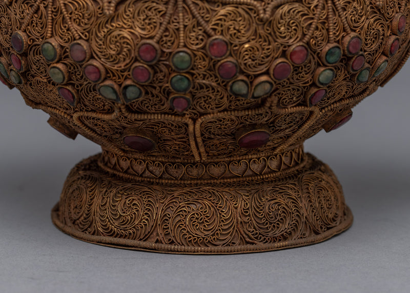 Tibetan Tea Pot for Sale | 24K Gold Plated Buddhist Pot