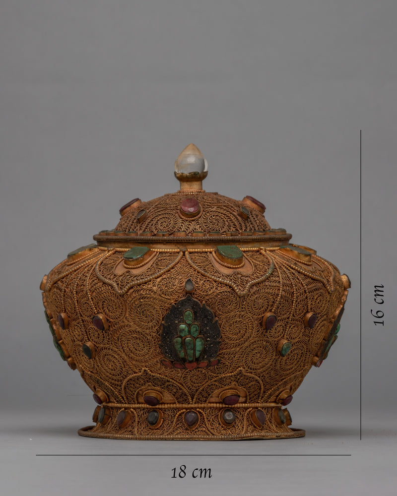 Copper Nesi Dhupur Pot | Traditional Buddhist Art | Religious Gift Ideas