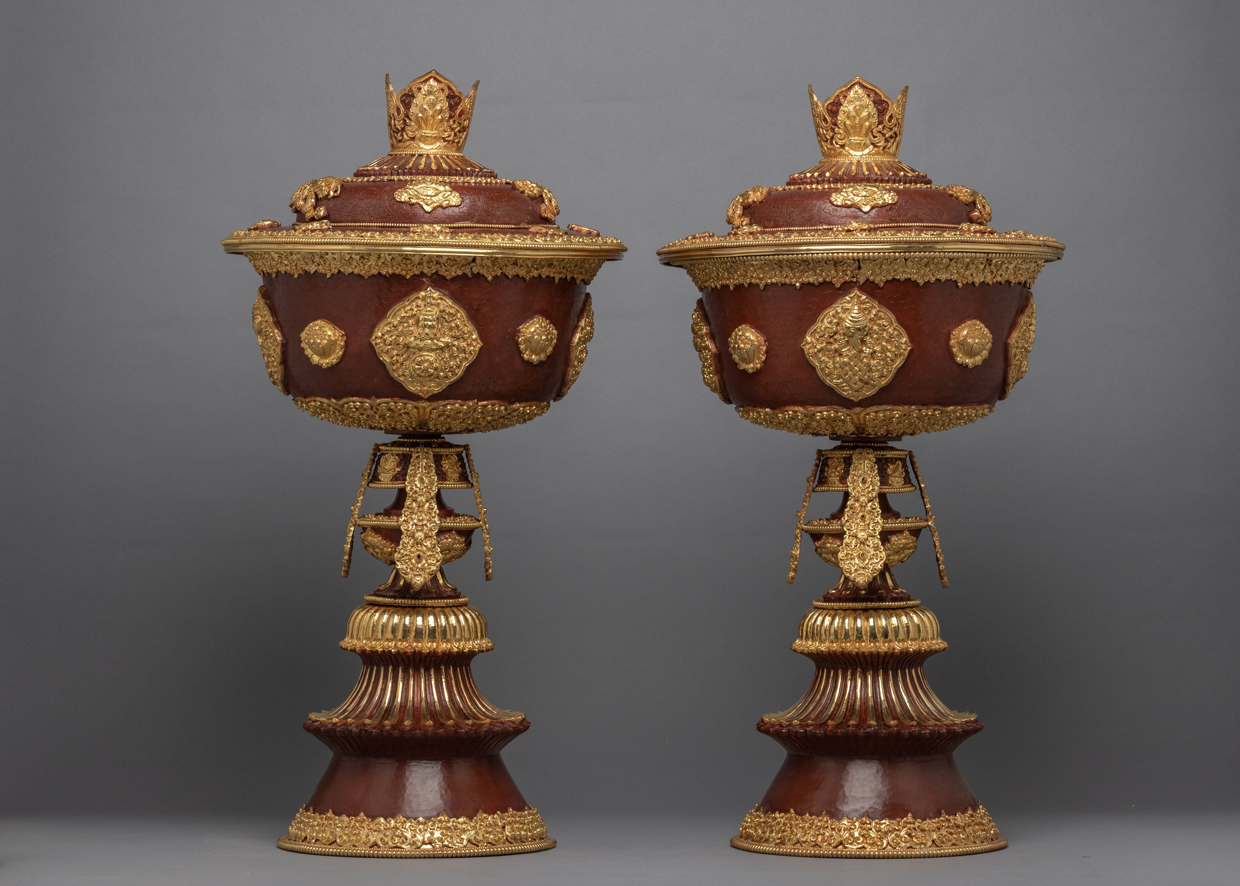 Tibetan Butter Lamp Set | Copper Lamp Set