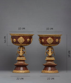 Tibetan Butter Lamp Set | Copper Lamp Set