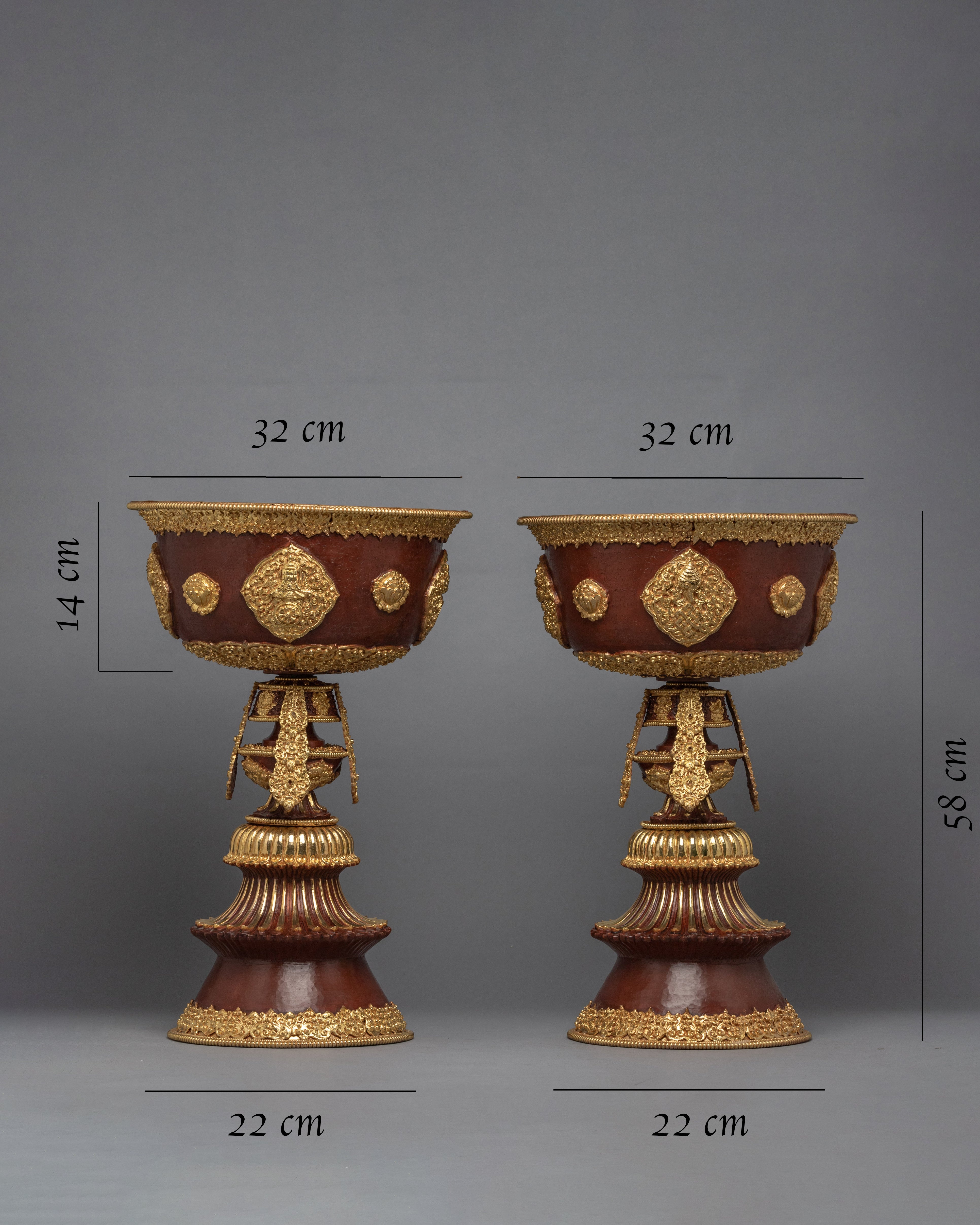 Tibetan Butter Lamp Set | Copper Lamp Set