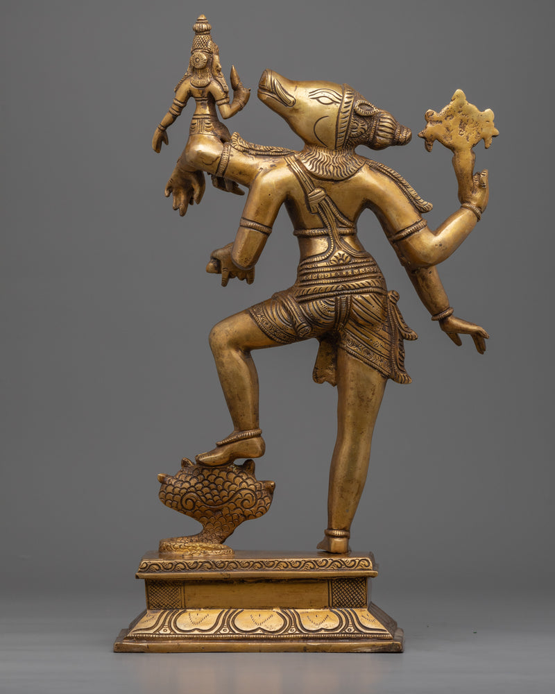 Traditional Copper Statue Of Varaha Avatar Of Vishnu | Lord Vishnu In The Form Of Boar