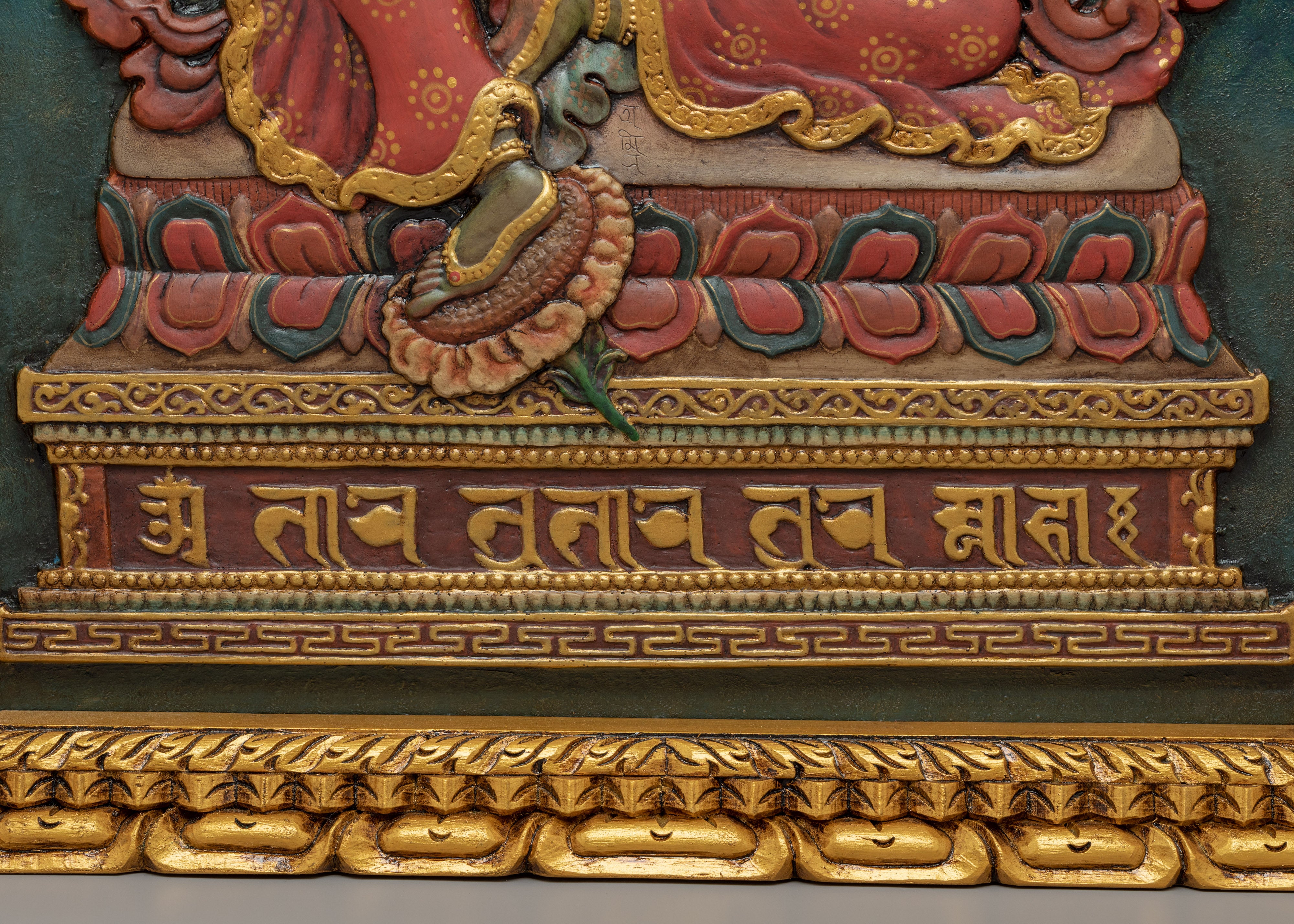 Tibetan Green Tara Wooden Thanka | Himalayan Art