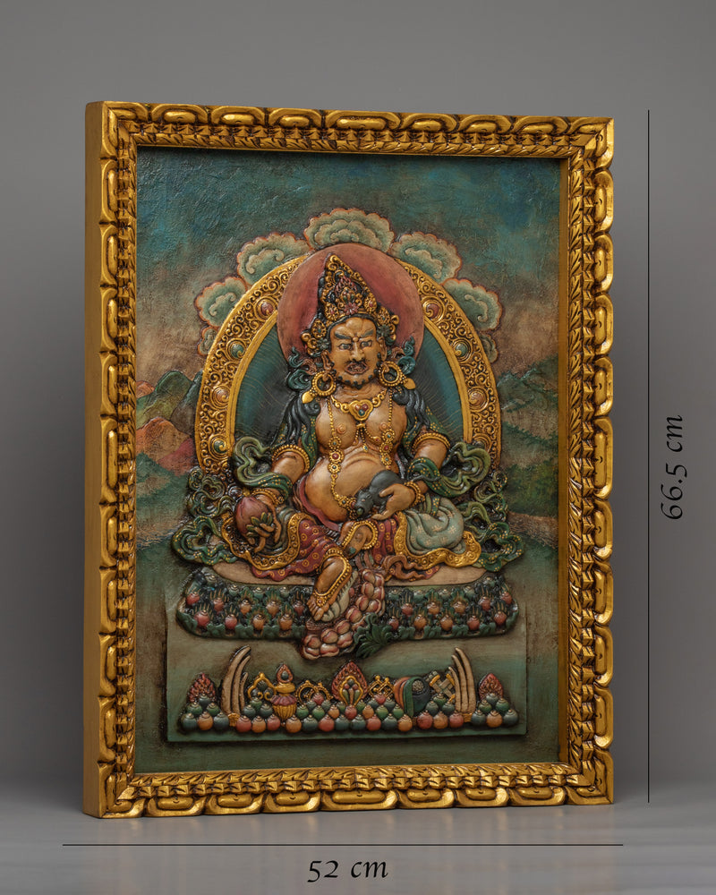 Dzambhala Wooden Thangka | 24K Gold Plating