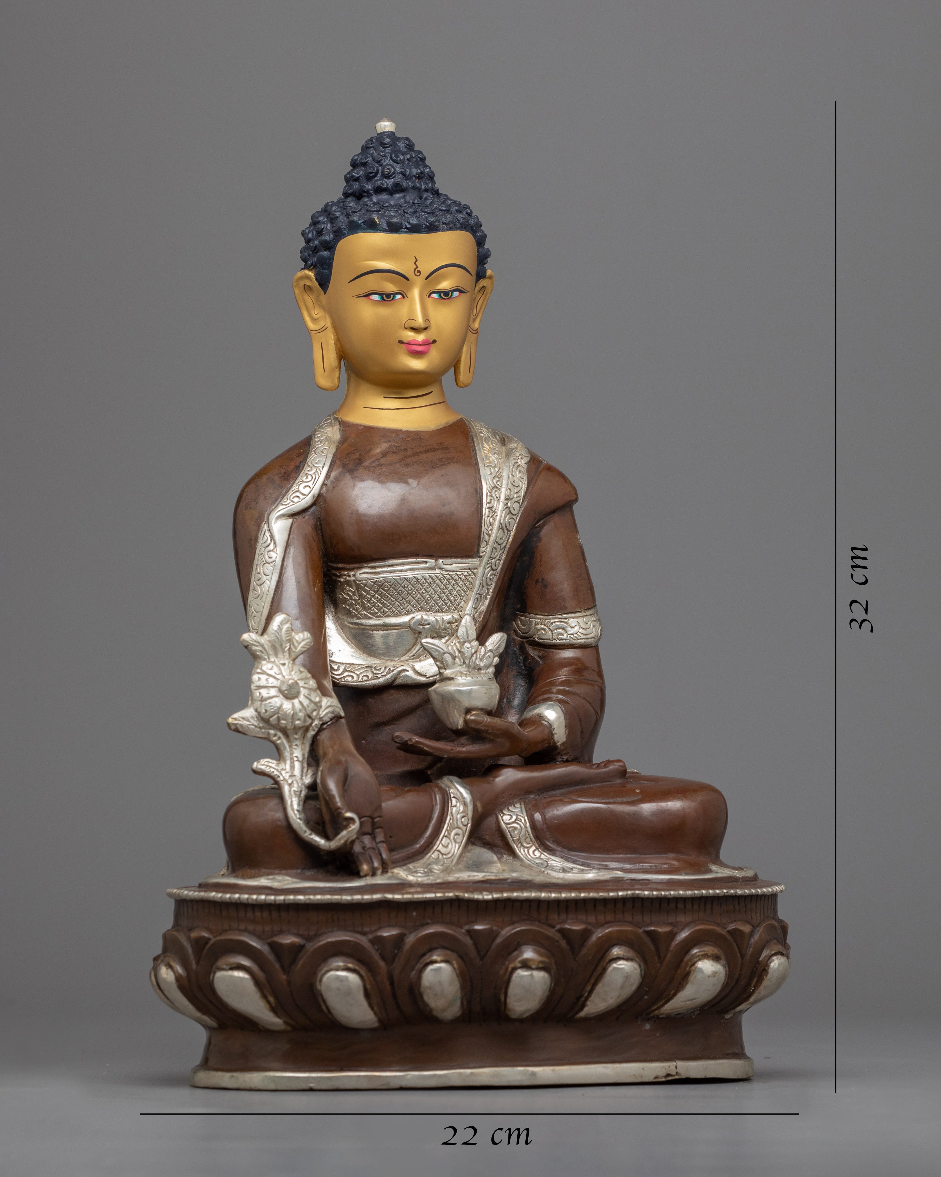 Medicine Buddha Mantra Practice Statue | Silver Plating Statue
