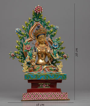 Himalayan Style Gold-Gilded Statue For White Tara Mantra Practice | Tibetan Art Plated with Gold