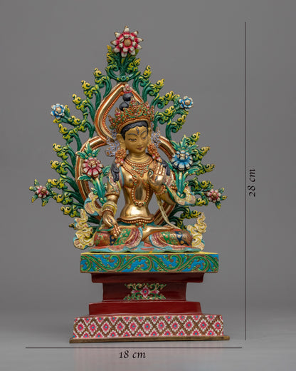 Himalayan Style Gold-Gilded Statue For White Tara Mantra Practice | Tibetan Art Plated with Gold