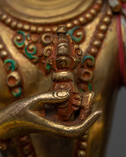 Himalayan Style Gold-Gilded Statue For Vajrasattva Mantra Practice | Tibetan Dorje Sempa Artcraft