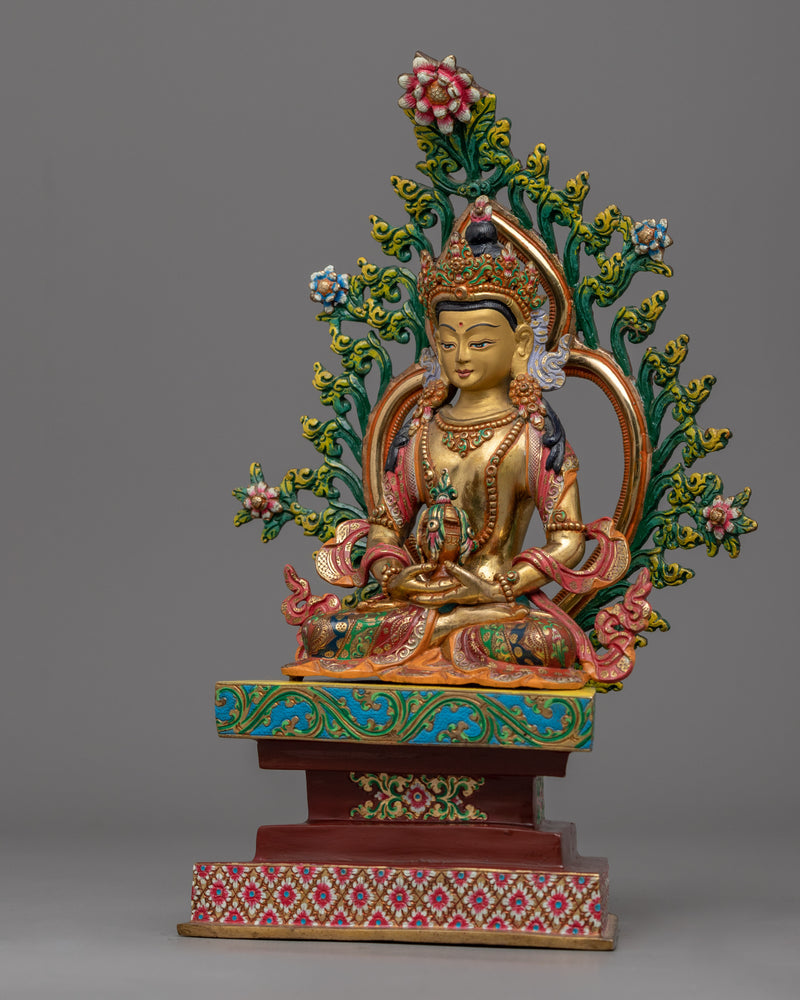 Gold-Gilded Amitayus Buddha Statue For Prayers | Amitayus The Buddha of Eternal Life Artcraft