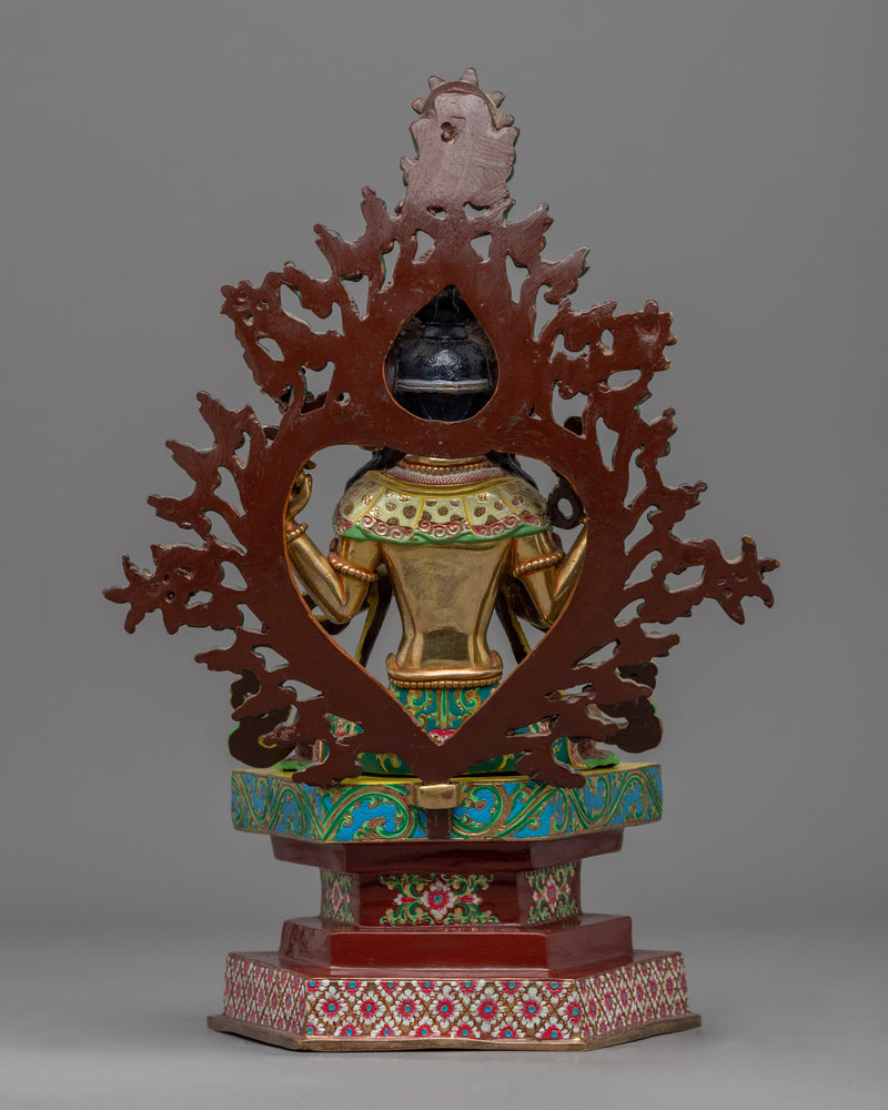 Traditional Himalayan Chenrezig Avalokiteshvara Gold Statue | The Bodhisattva Of Compassion in Buddhism