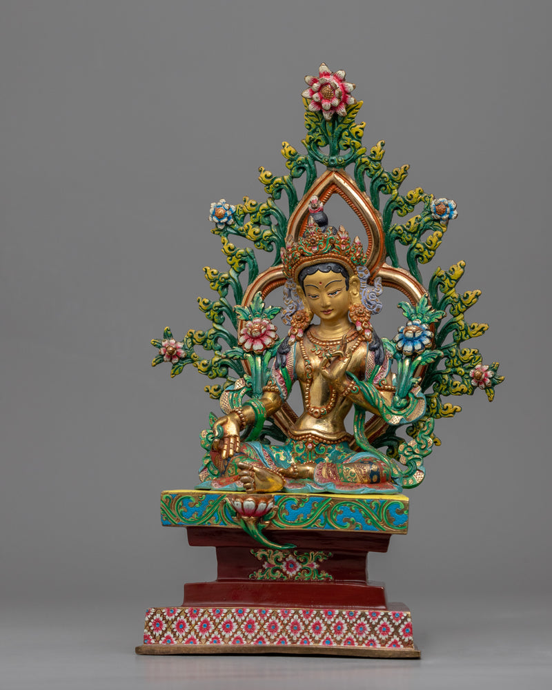 Green Tara Sculpture for Prosperity | Beautiful Bodhisattva Green Tara Statue