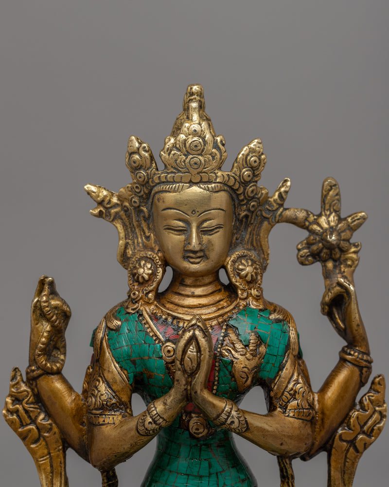 Tibetan Bodhisattva 4 Armed Chenrezig Statue | Avalokiteshvara, The Bodhisattva Of Compassion Artwork