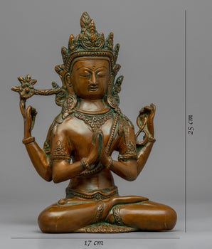 Bodhisattva 4 Armed Chenrezig Statue | Buddhist Deity of Compassion Statue