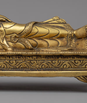 Traditional Hand-Craved Sleeping Buddha Statue | Historical Buddha Reclining Posture Artwork