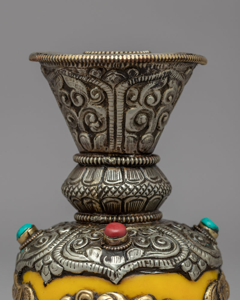 Vase Flower Set | Buddhist Gemstones Inlaid Vase