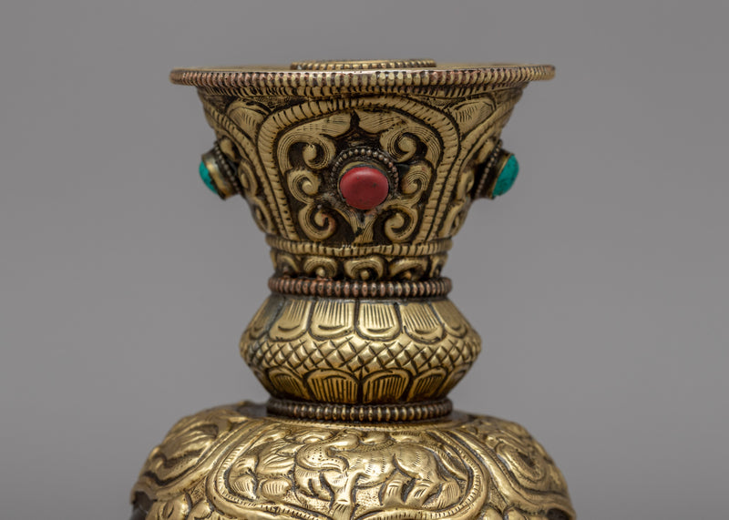 Gemstones Embedded Flower Vase | Himalayan Art Work