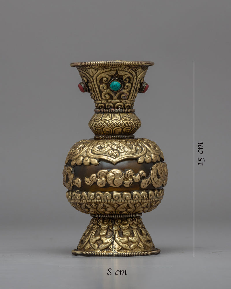 Gemstones Embedded Flower Vase | Himalayan Art Work