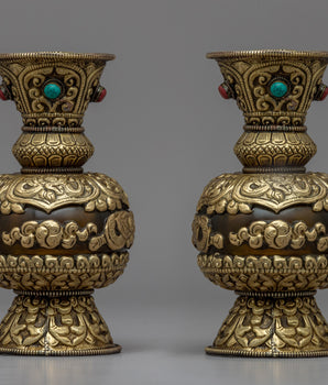 Flower Vase Set | Gemstones Inlaid