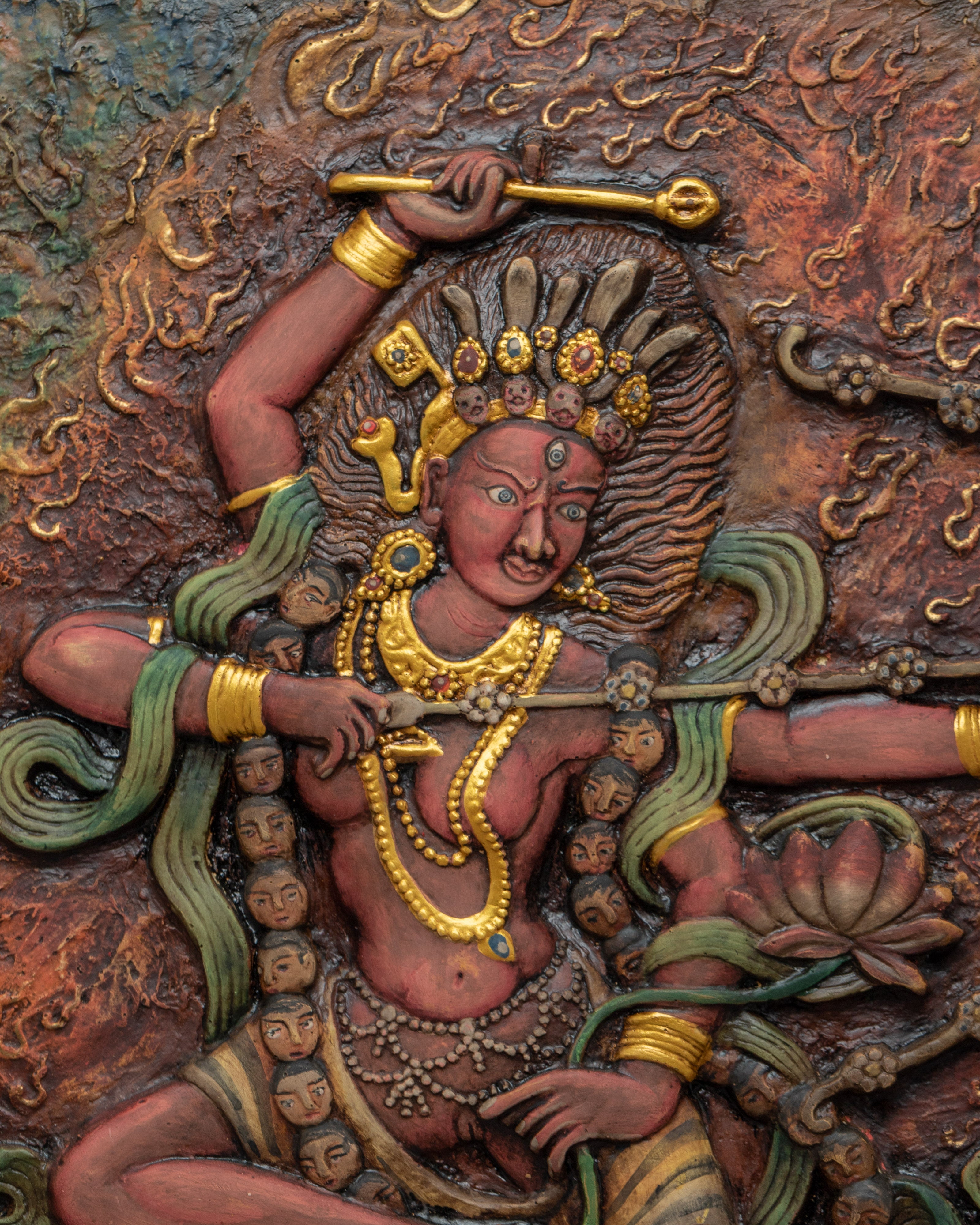 Wooden Kurukulla Mantra Practice Thangka | Traditional Hand-Crafted Art