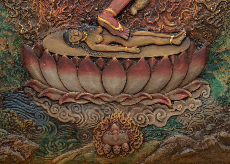 Wooden Kurukulla Mantra Practice Thangka | Traditional Hand-Crafted Art