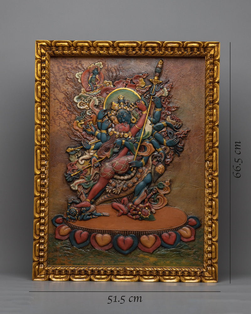 Tibetan Heruka Chakrasamvara Wooden Thangka | Buddhist Home Decor Thanka