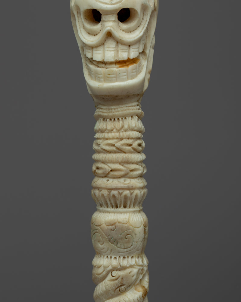 Snake Wine Skull Headed Tibetan Phurba | Traditionally Hand-Carved On Buffalo Bone