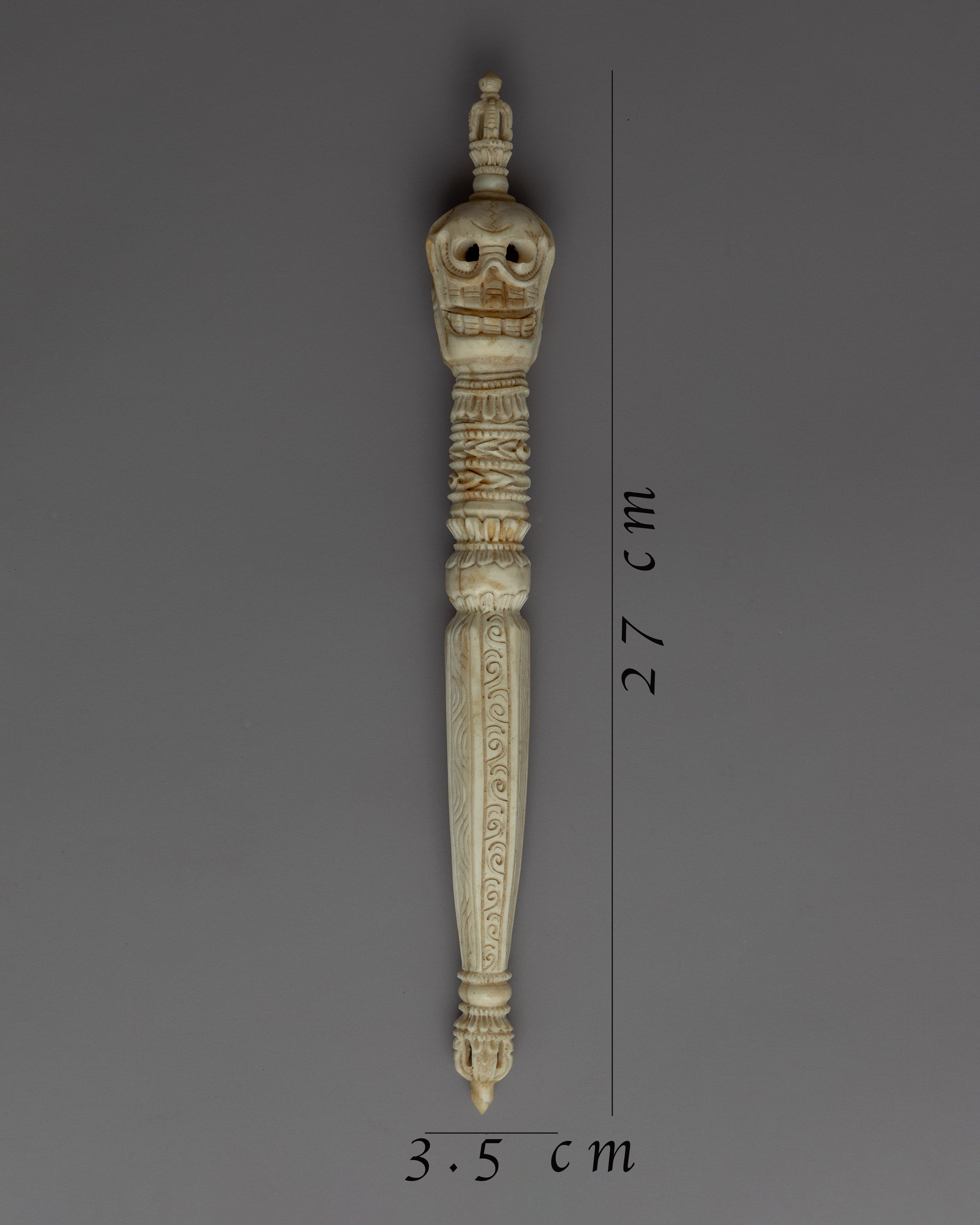 Hand Carved Single Skull Headed Phurba | Traditional Buddhist Ritual Dagger