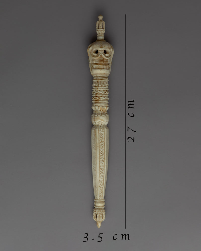 Hand Carved Single Skull Headed Phurba | Traditional Buddhist Ritual Dagger