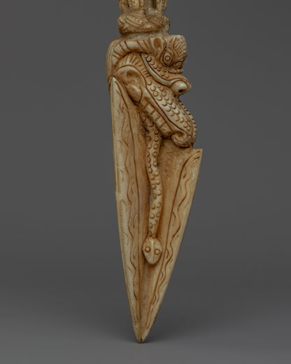 Himalayan 9 Headed Bone Phurba | Tibet Ritual Dagger
