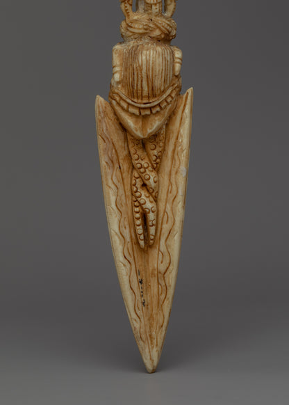 Himalayan 9 Headed Bone Phurba | Tibet Ritual Dagger
