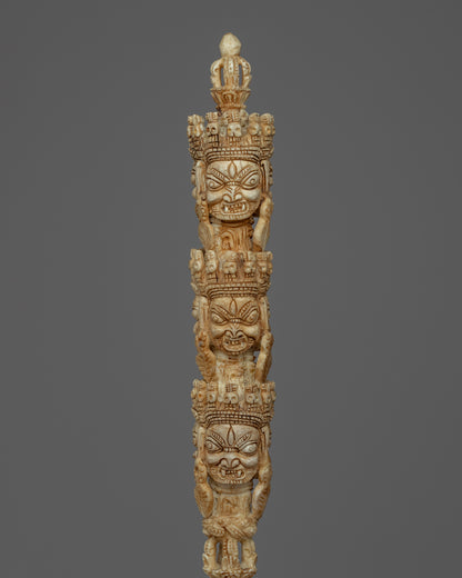 Himalayan 9 Headed Bone Phurba | Tibet Ritual Dagger