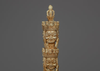 Himalayan 9 Headed Bone Phurba | Tibet Ritual Dagger