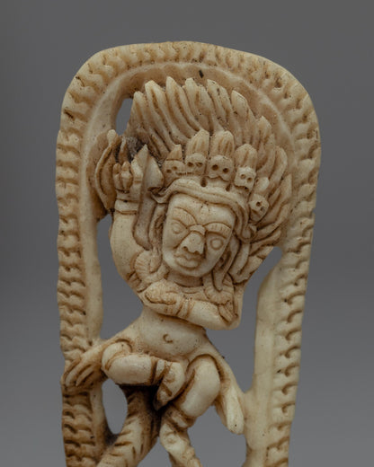 Dancing Mahakala Small Statue | Deer Horn(Ethically sourced bone) Sculpture