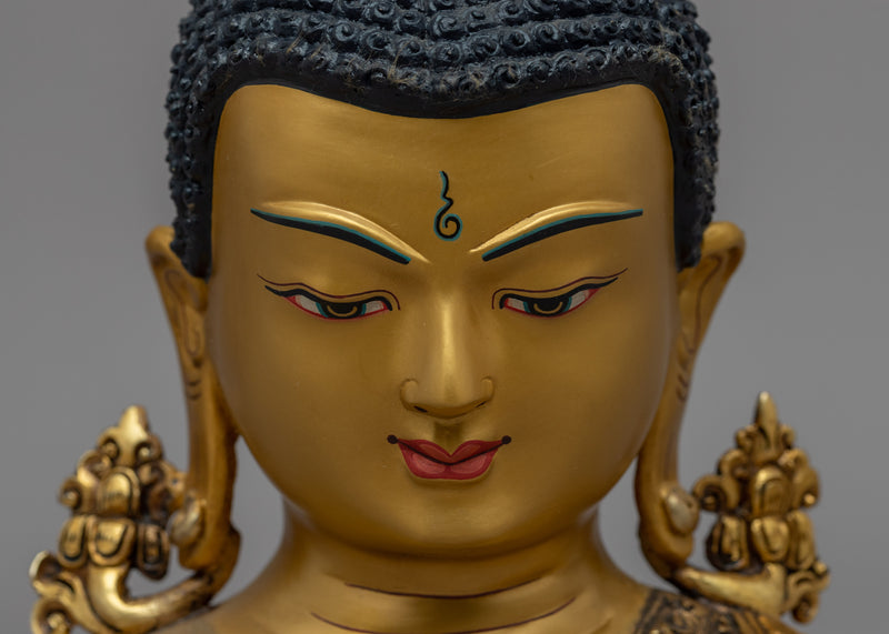 Decorative Buddha Head | Gold-Plated Himalayan Art