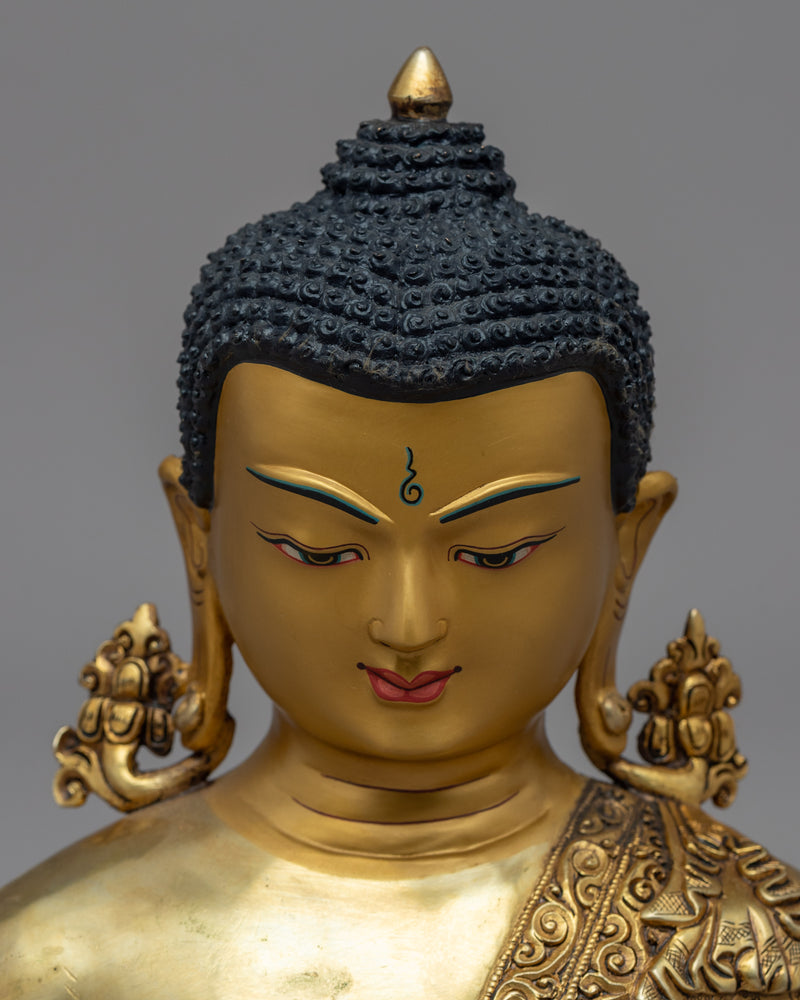 Decorative Buddha Head | Gold-Plated Himalayan Art