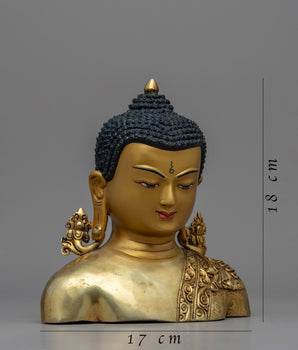 Decorative Buddha Head | Gold-Plated Himalayan Art