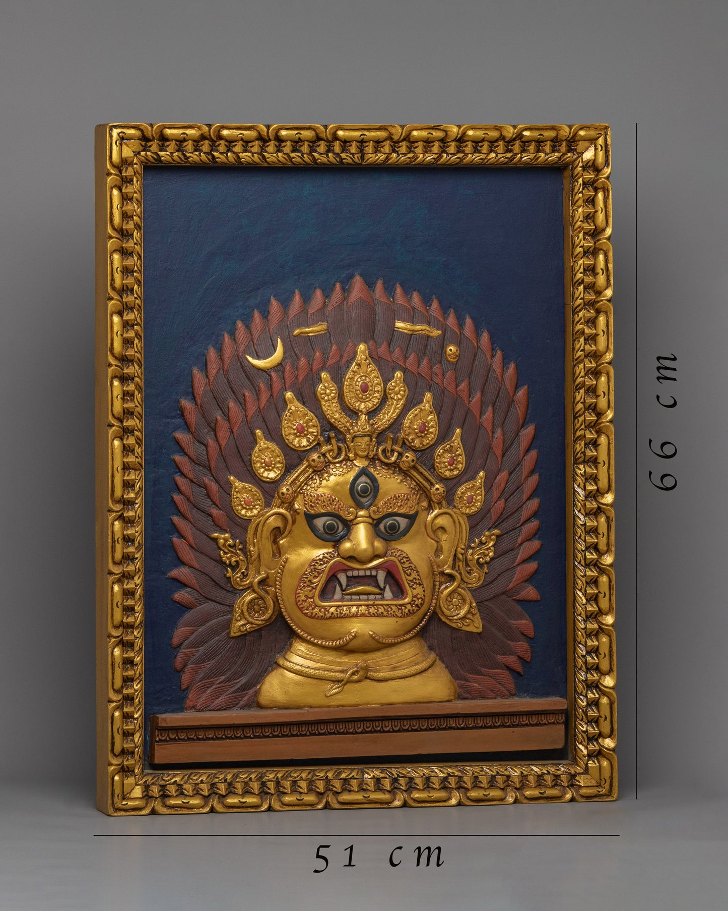 Bhairav face Thangka | 24k Gold Plated