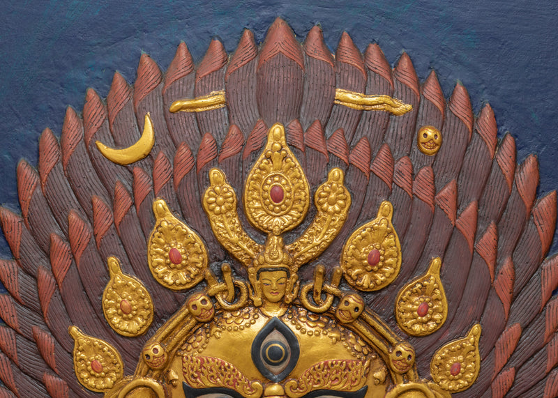 Bhairav face Thangka | 24k Gold Plated