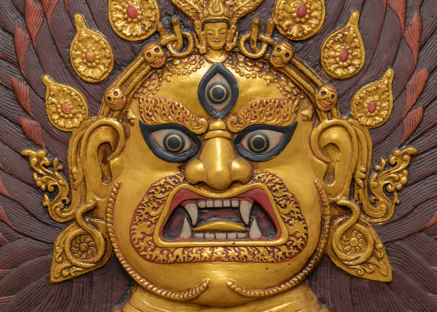 Bhairav face Thangka | 24k Gold Plated