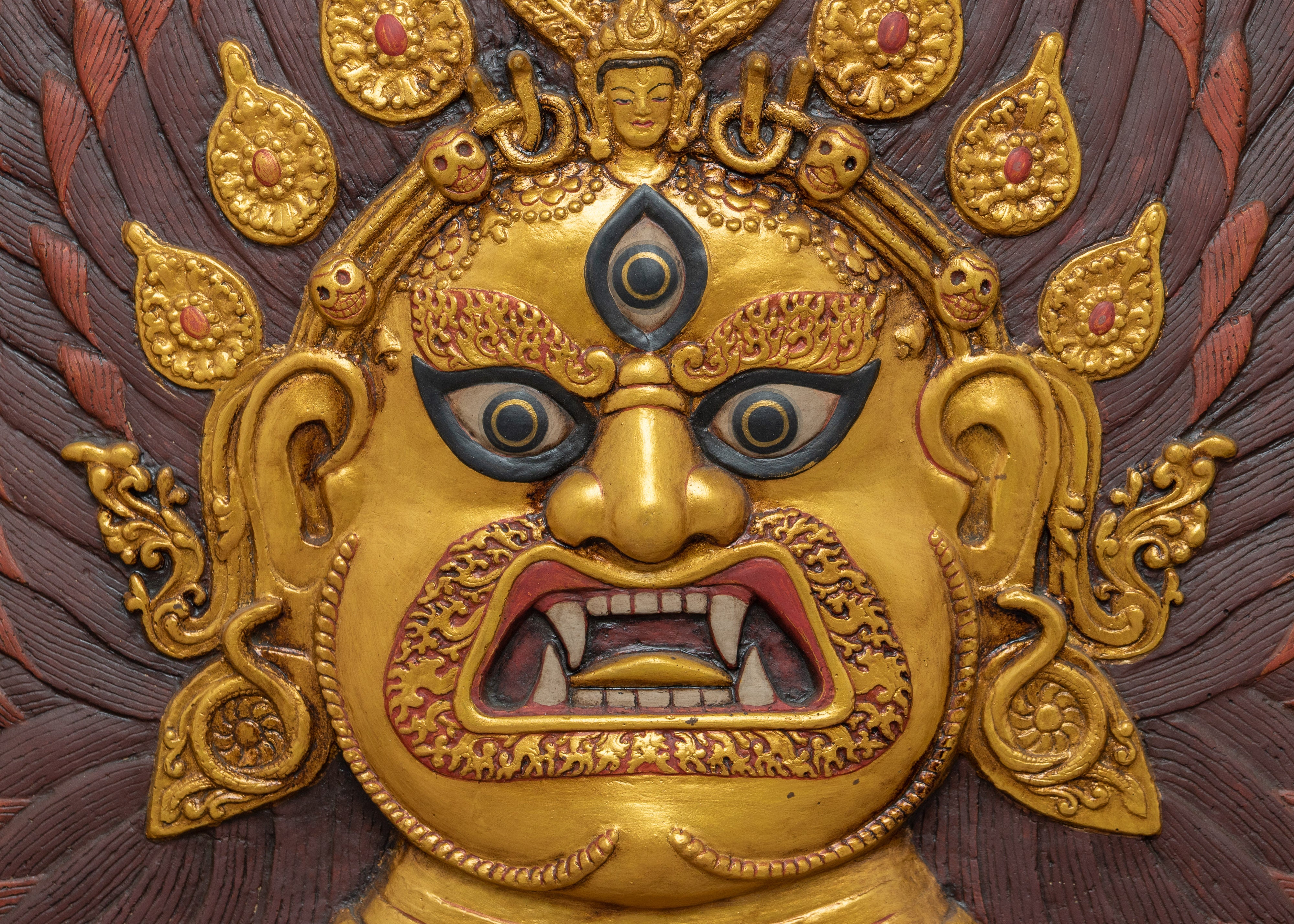 Bhairav Face Thangka | 24k Gold Plated