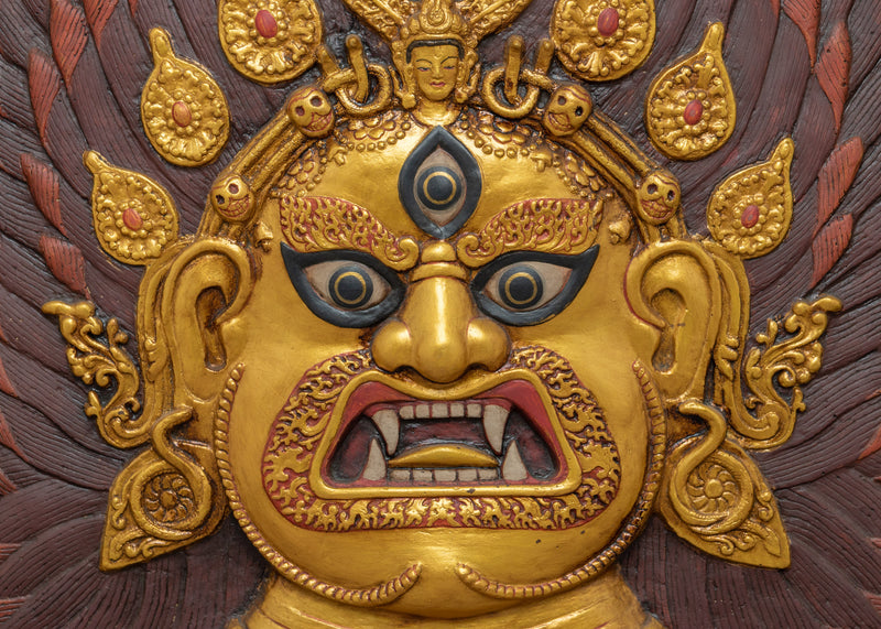 Bhairav face Thangka | 24k Gold Plated