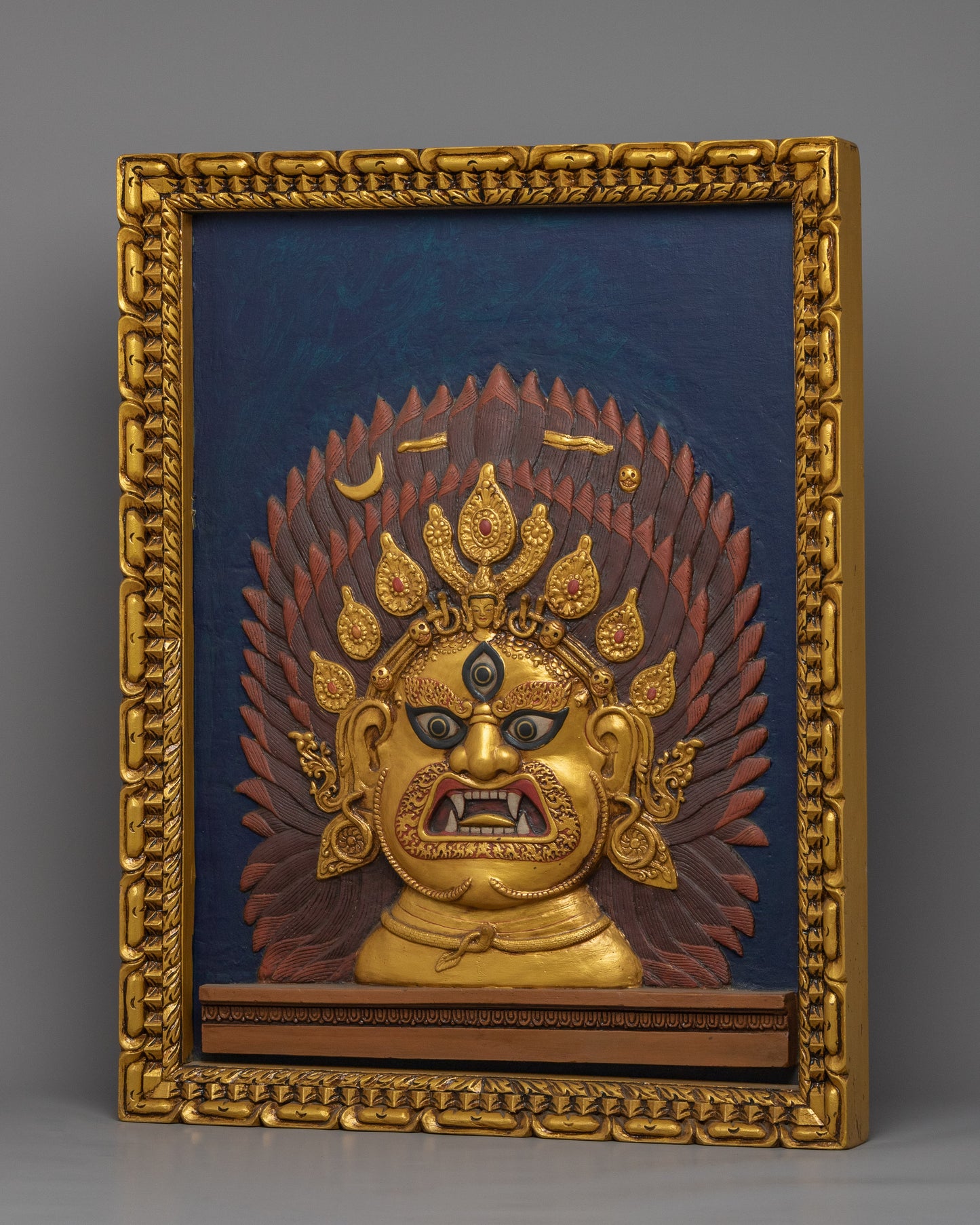 Bhairav face Thangka | 24k Gold Plated