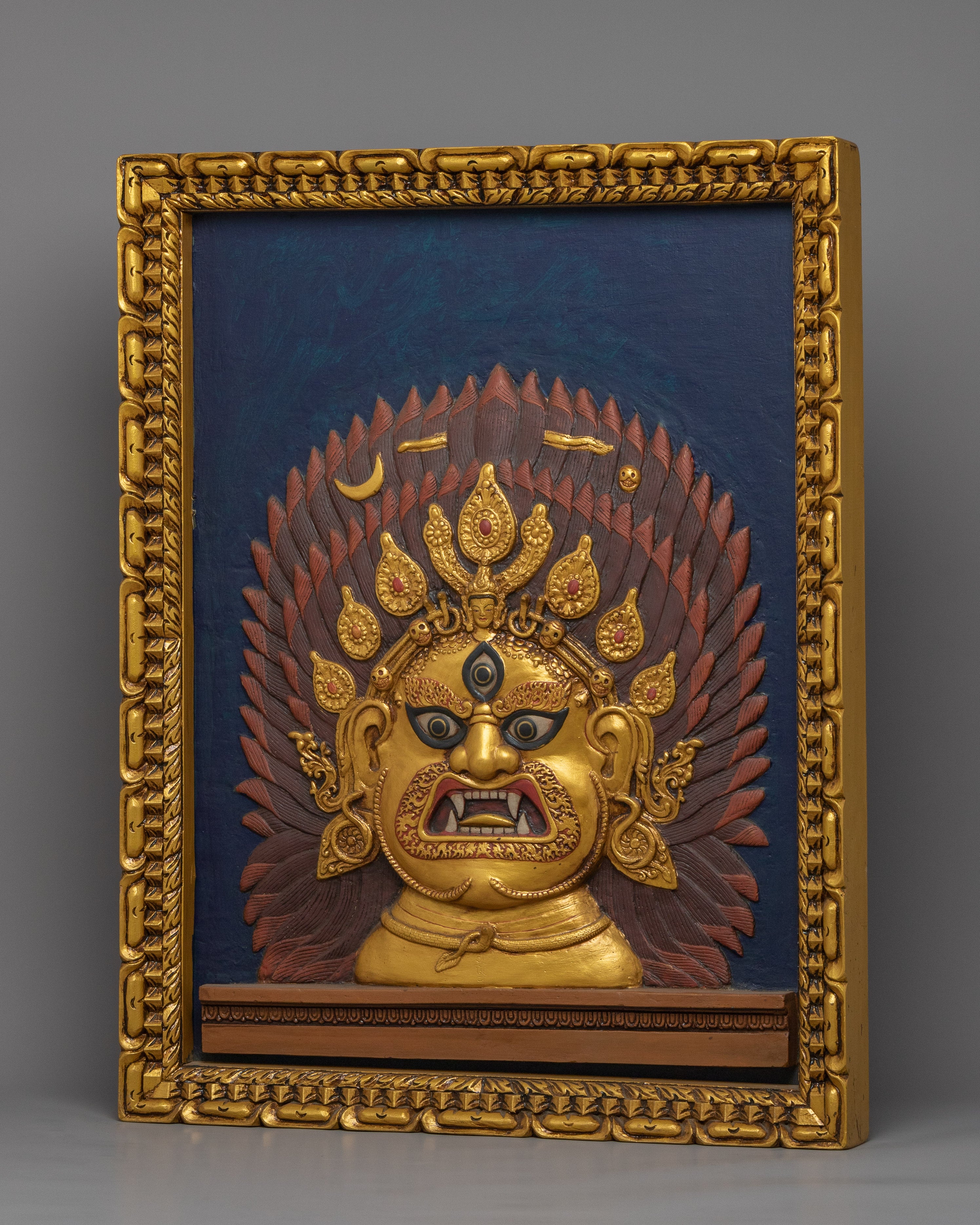Bhairav Face Thangka | 24k Gold Plated