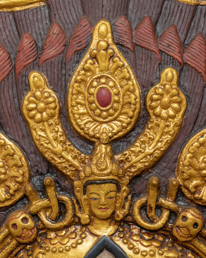 Bhairav face Thangka | 24k Gold Plated