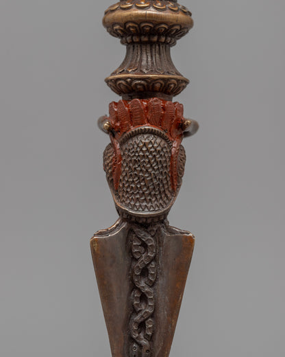 Buddhist Dorje Phurba | Oxidized Copper Dagger