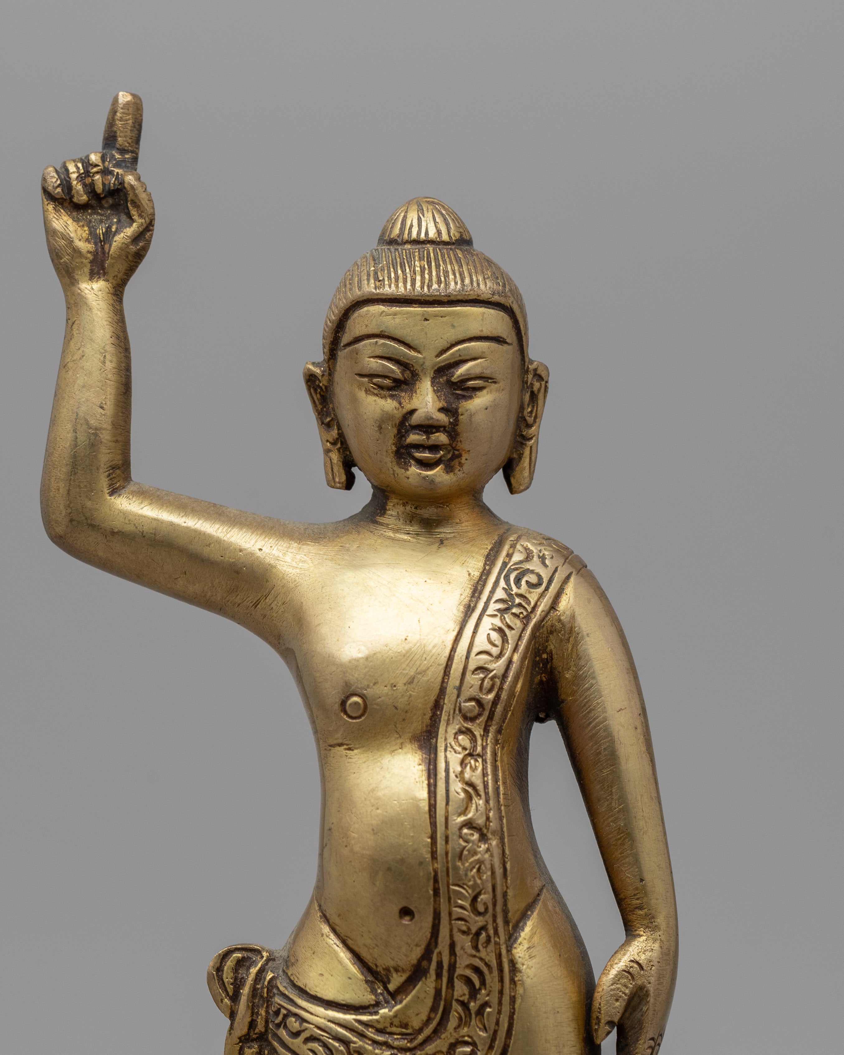 Gandhara Standing Buddha Statue | Brass Body Sculpture