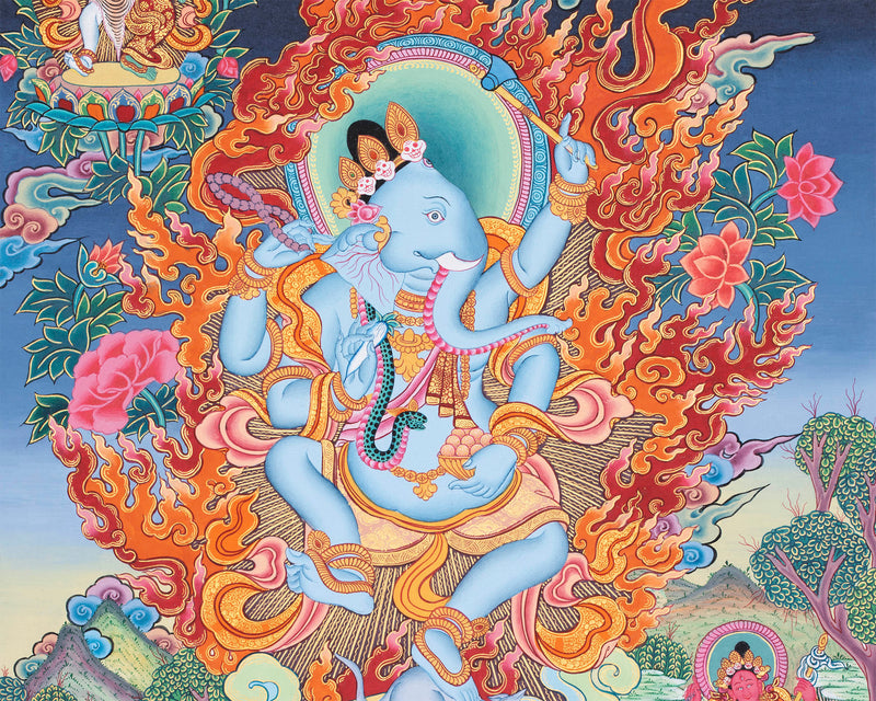 Handpainted Ganesh Thangka | Tibetan Religious Art