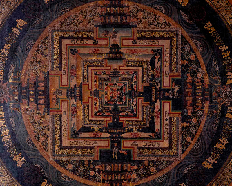Oil Varnished Kalachakra Mandala | Traditional Tibetan Thangka | Wall Decors